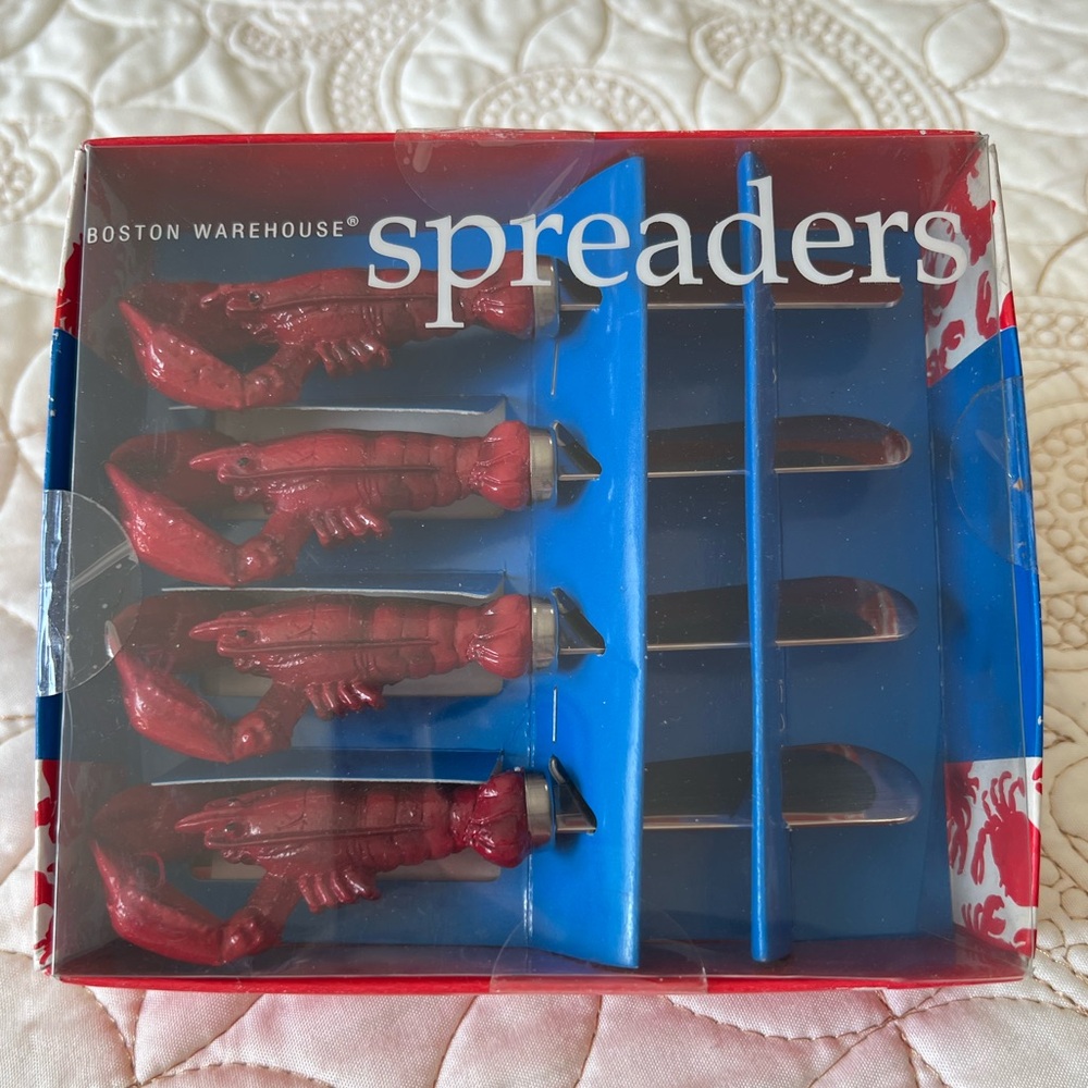 Boston Warehouse Lobster Shaped Red Spreaders Set of 4